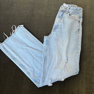 Zara Light Blue high rise Distressed Jeans